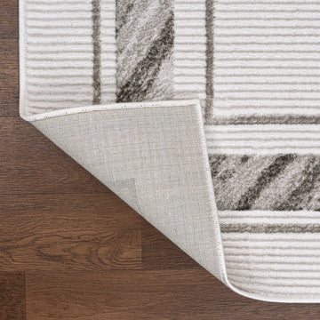 Athens Classic Border Marble Pattern High-low Area Rug